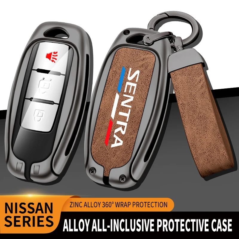 Car TPU Zinc Alloy Key Case Bag For Nissan Sentra 2013-2020 Car Key Chain Car Metal Key Shell Interior Decoration Accessories