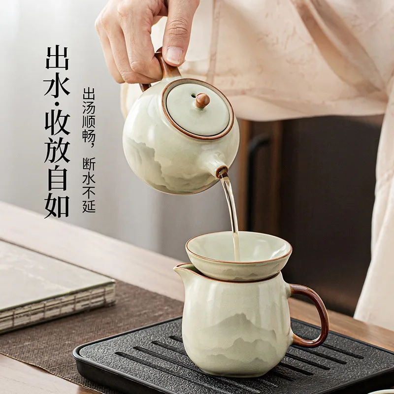 

2025 New Ru Kiln Tea Set Complete Set Of High End Luxury Teapot Teacup For Home Use