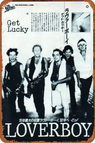 1e,Loverboy 1982/02 Get Lucky pop/rock Poster Metal Sign Tin Metal Wall Decor Gift