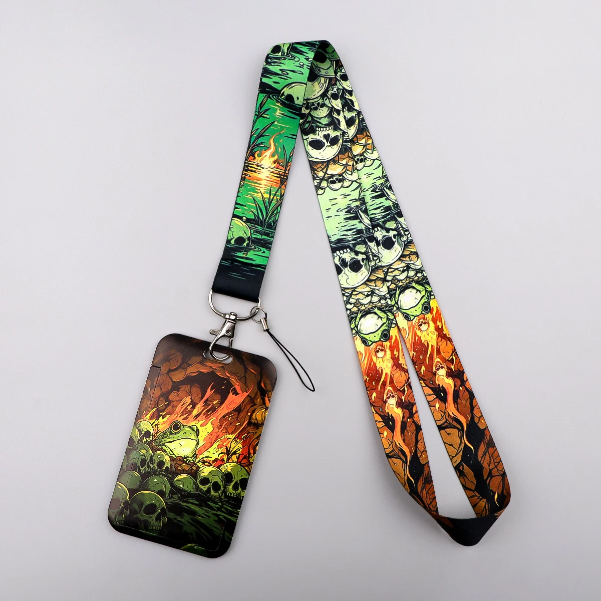 Gentleman Frog Lanyard Strap Neck Keychain Skeleton Cave Card Cover Badge Holder Mobile Phone Hang Rope Keyring Accessories Gift