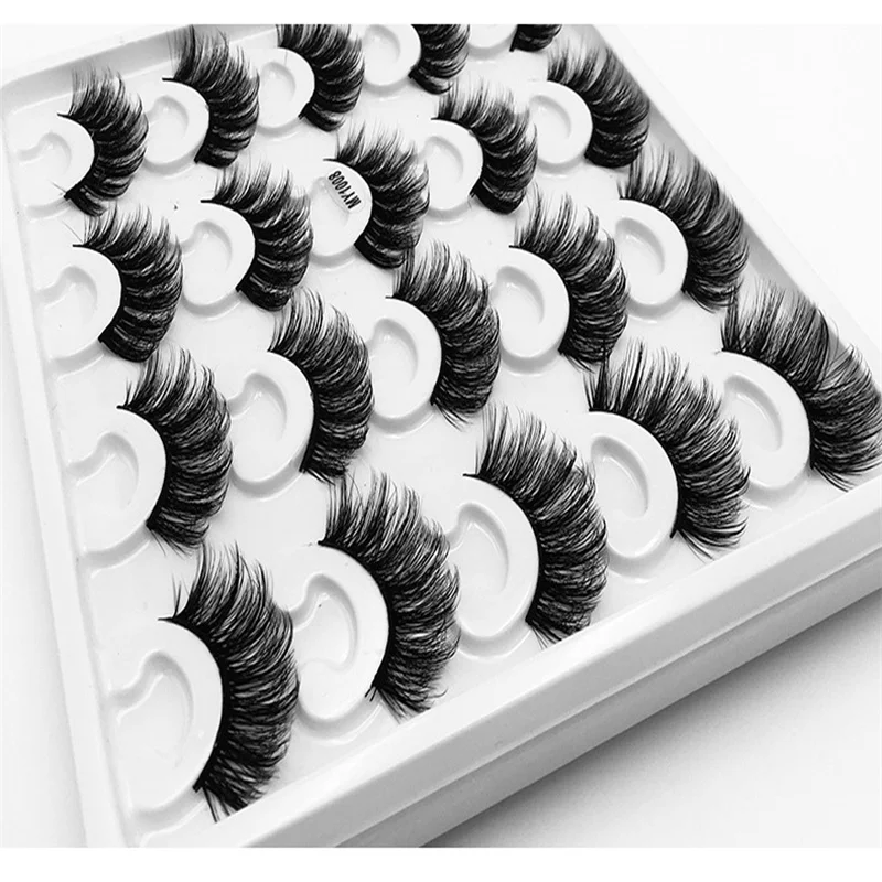 10 Pairs/Tray Multi-layer fluffy Faux Mink 25mm Volume False Eyelashes private label eyelashes extensions with Support custom