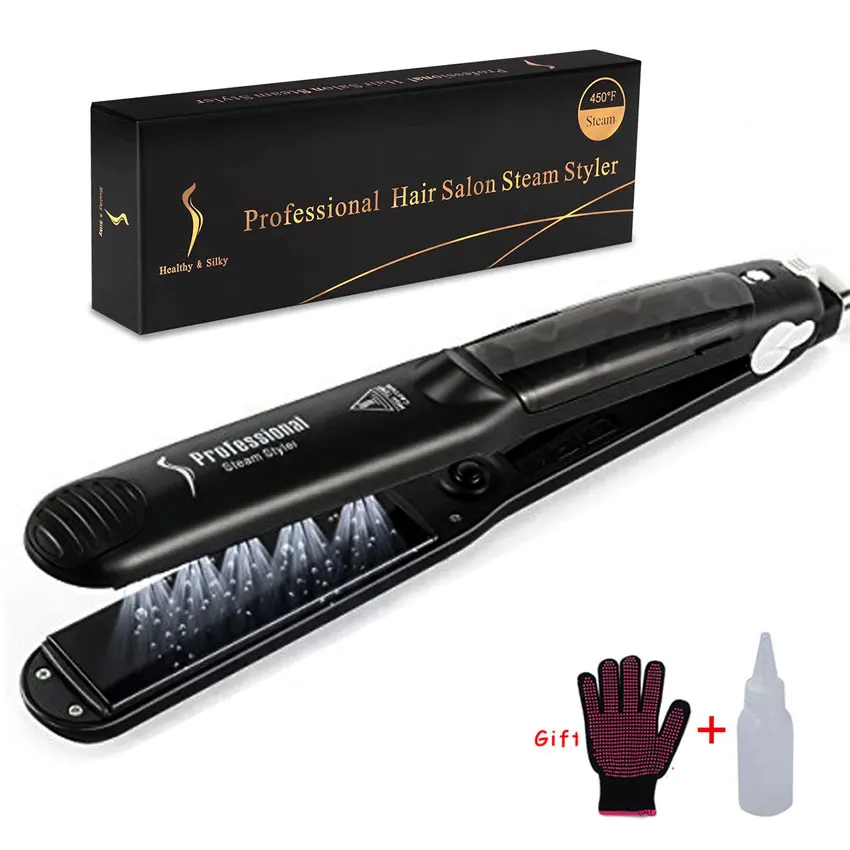 Alisador e fazedor de cachos nos cabelos a vapor e de cerâmica, alisa e encaracola os cabelos de acordo com o estilo desejado, padrão profissional, ferramenta para cabelos a vapor escova alisadora escova secadora e a