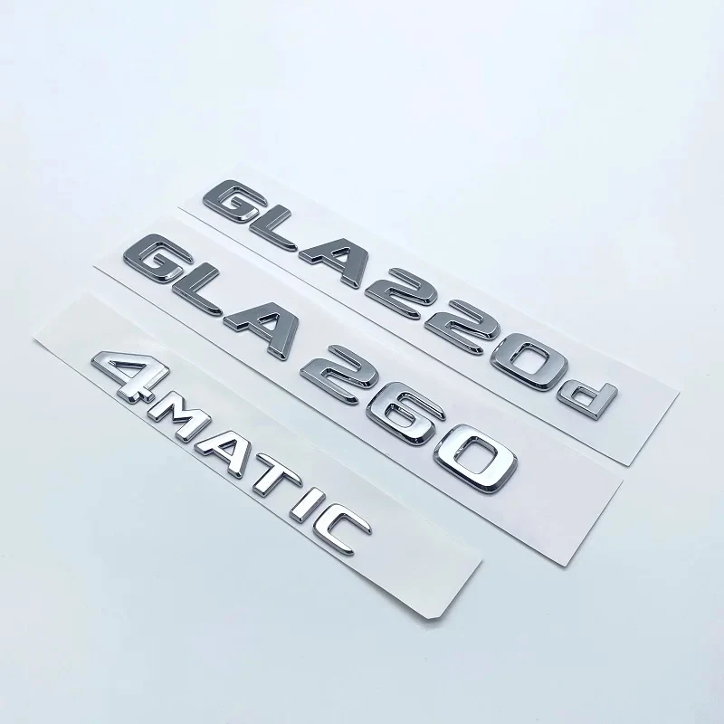 ABS Silver Black Letters GLA180 GLA200 GLA220d GLA250 GLA260  4Matic Emblem for Mercedes Benz X156 H247 Car Trunk Logo Sticker