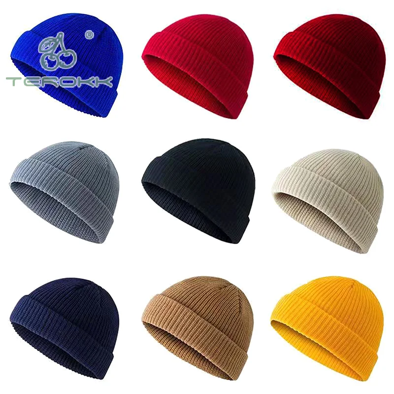 Knitted Hat for Men & Women Caps Wool Fashion Simple Warm Skullies Beanies Solid Autumn Winter Beanie Cap Trendy Style