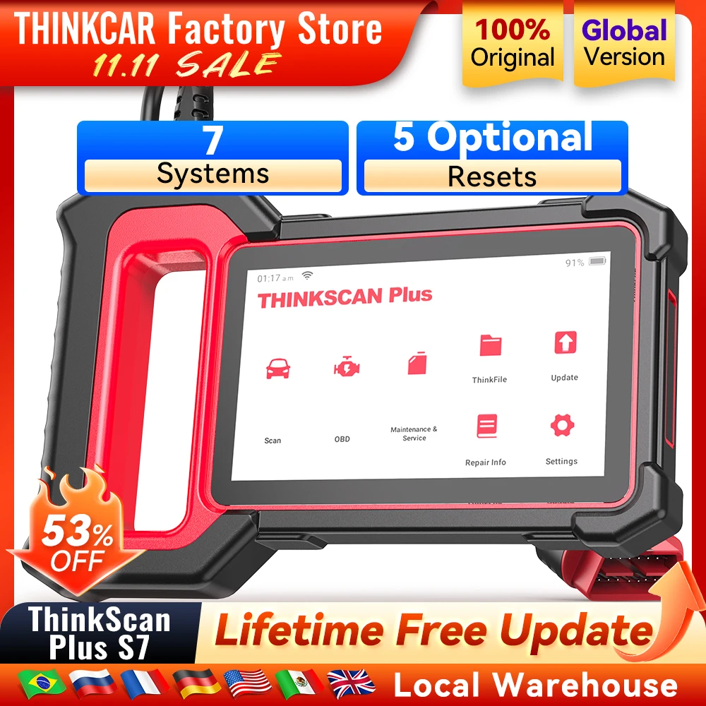 yZ[zTHINKCAR Thinkscan Plus S7 S6 S4 Obd2 XLi[ ԗffc[ ԃXLi[ ffc[ R[h[_[ 28Zbg@\t