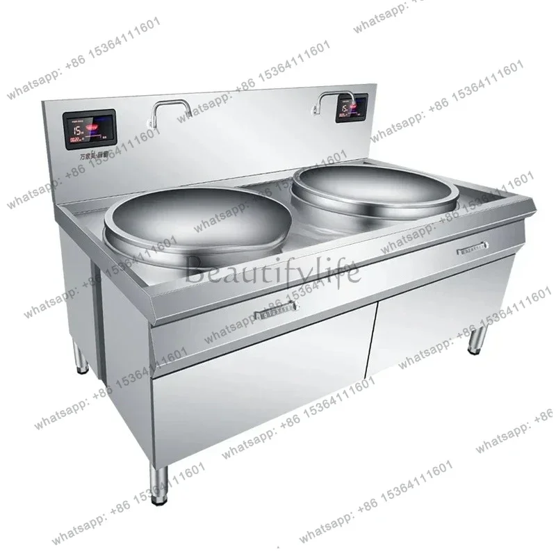 FG11Commercial induction cooker double-head concave 20 kW high-power soup canteen large pot stove 30KW