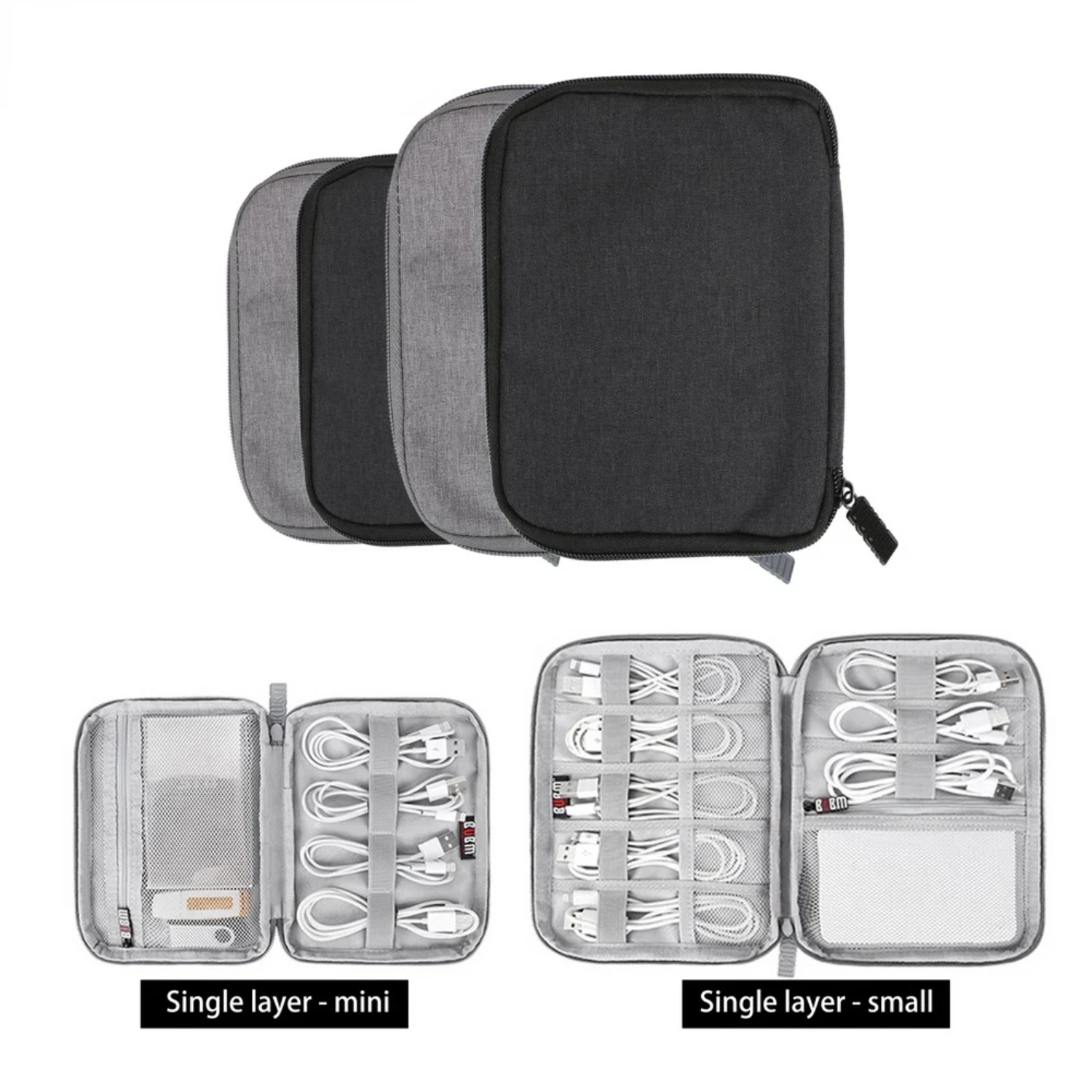 Compact Digital USB Cable Organizer Case Bag for Earphone Wire Pen Power Bank Travel Kit - Portable Electronics Accessories Pouc