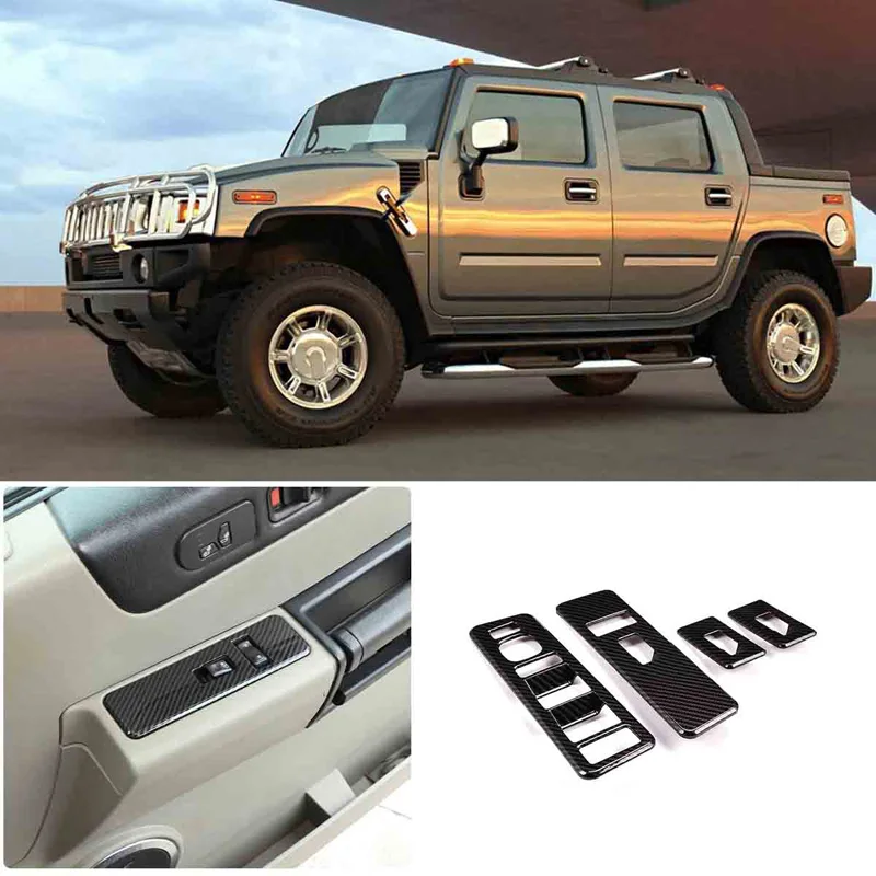 

For Hummer H2 2003-2007 ABS Carbon Fiber Car Window Glass Lift Button Switch Frame Cover Trim Sticker Car Accessories