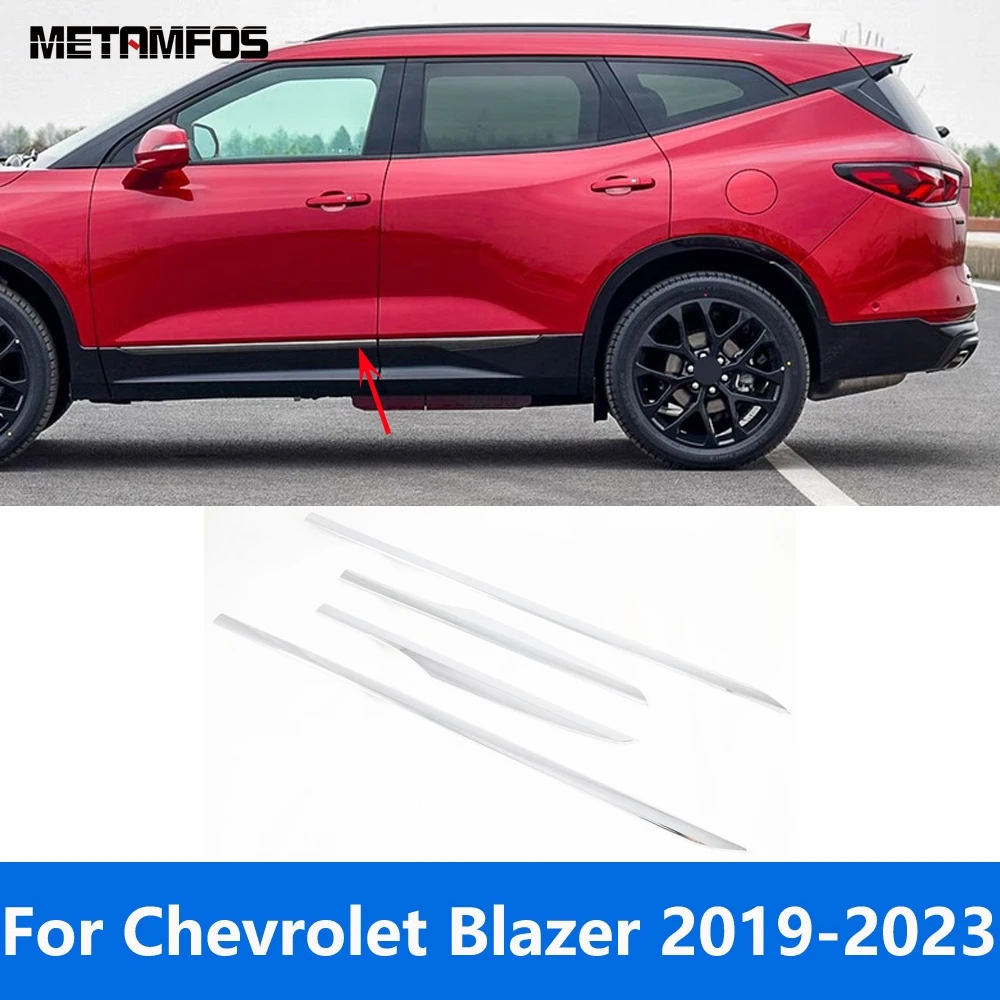 

Внешние аксессуары для Chevrolet Blazer 2019-2021 2022 2023, хромированная боковая полоса двери, юбка для кузова, молдинг, отделка, Стайлинг автомобиля