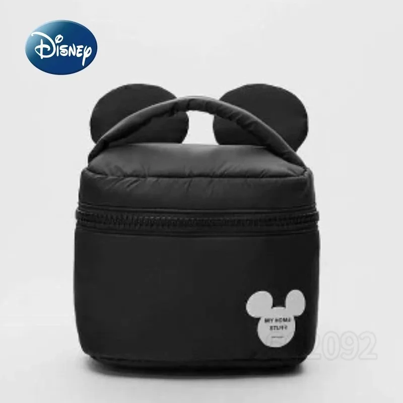 Disney-bolsa de cosméticos de Mickey para mujer, bolso de cosméticos portátil de dibujos animados, bolsa de almacenamiento de viaje de gran