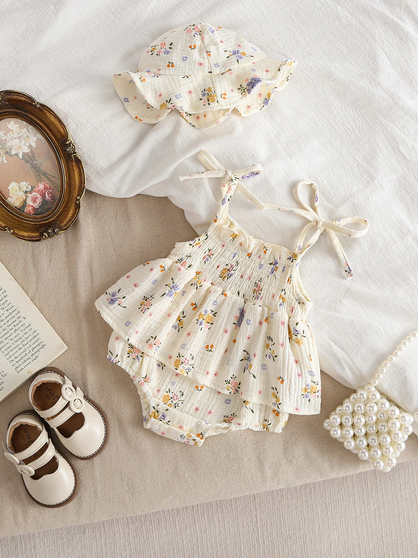Summer Camisole Bay Bodysuit Newborn Princess One Piece Infant Sleeveless Onesie Cute Crawling Outfit for Full Moon 100 Day