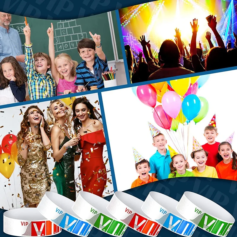 APPLIA-600 Pack VIP Wristbands For Events Waterproof VIP Wristbands VIP Paper Bracelets Wristbands For Party (Red, Blue, Green)