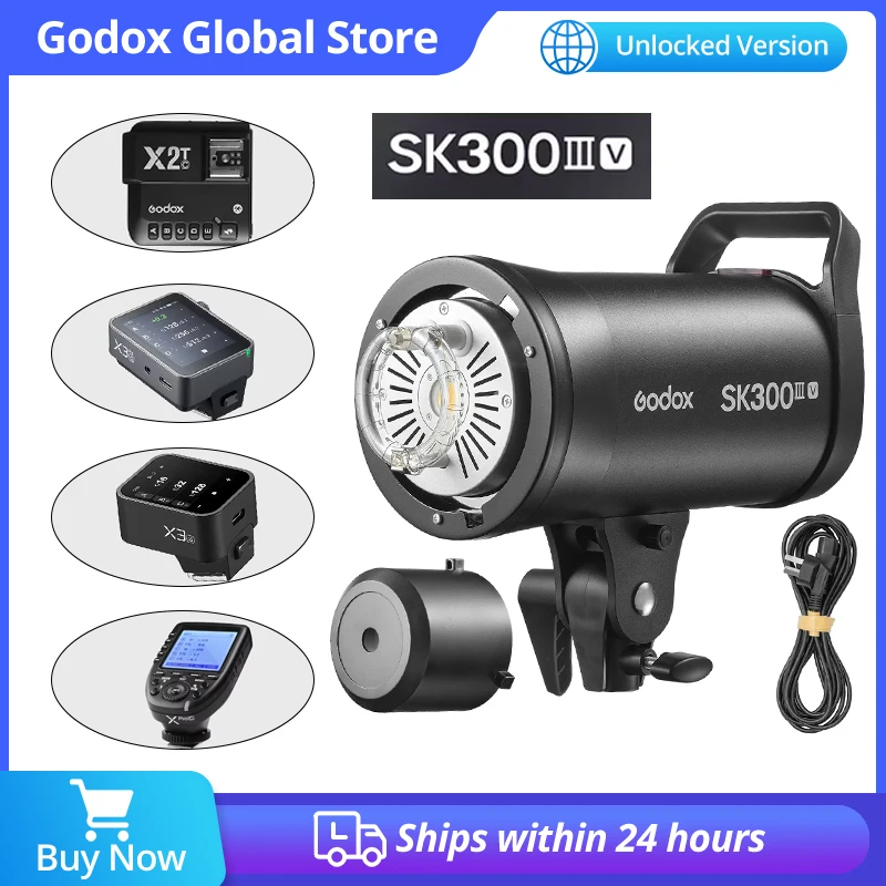 

Godox SK300IIIV 300W для студийной фотографии, встроенная беспроводная система 2.4G X, профессиональная компактная студийная вспышка с креплением Bowens