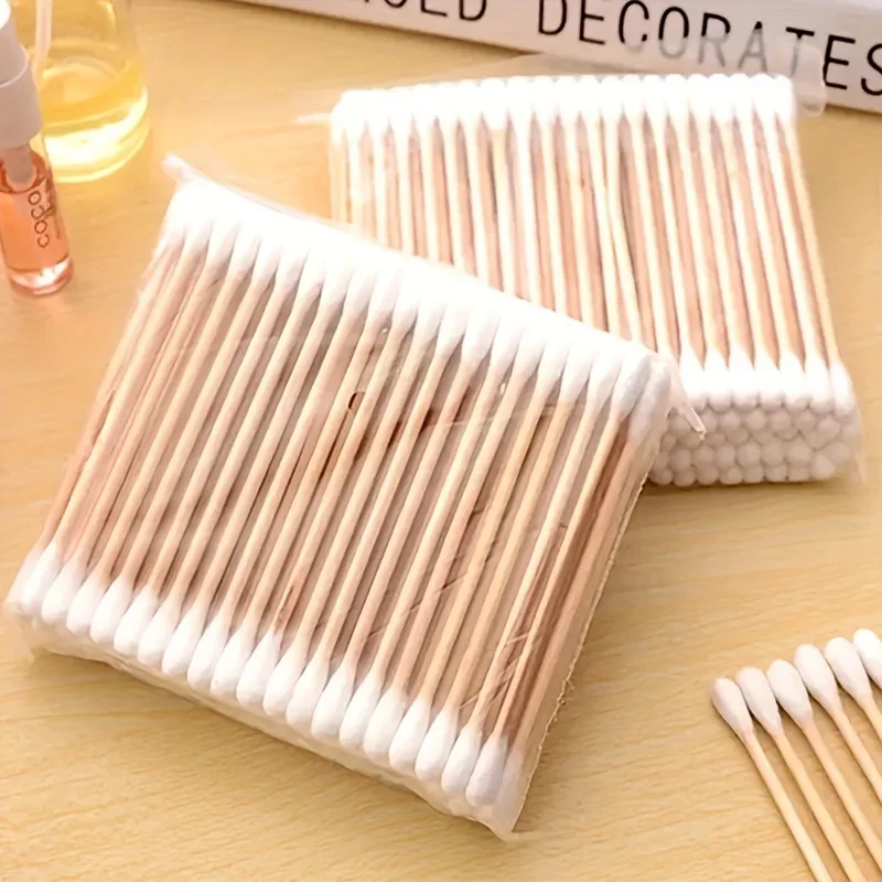 100/500/700/1000pcs Double Head Wood Cotton Swab Nose Ears Cleaning Women Makeup Tools Lipstik Cotton Buds  Bastoncillos Oidos