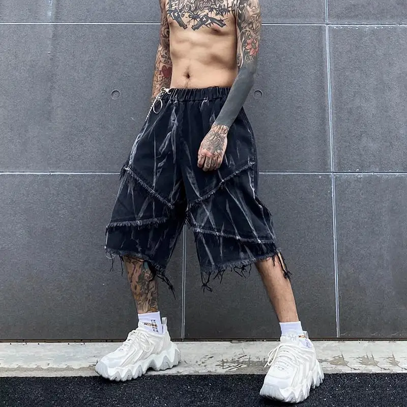 Summer Male Denim Shorts Jeans Man Baggy Men\'s Summer Shorts Y2K Black Punk Streetwear Hip Hop men casual shorts