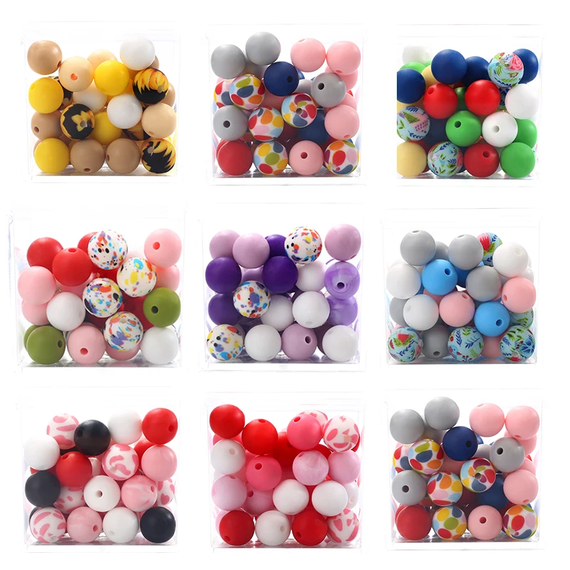 50pcs 12mm runde Silikon perlen Baby Beißring Baby Zahnen DIY Schnuller Kette Perlen Baby Produkt