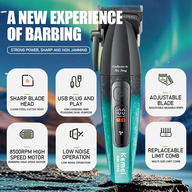 Kemei 1819 Electric Hair Clippers Men Professional Rechargeable