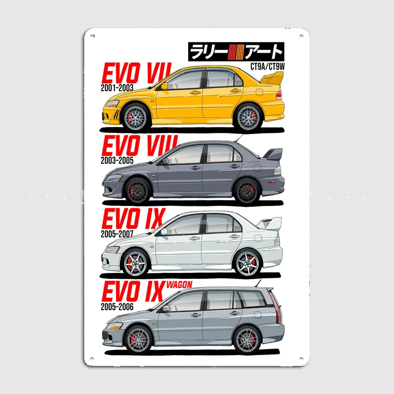Lancer Evolution CT9A Series Classic Car Metal Poster Sign Bar Club Custom Pub Bedroom Indoor Wall Decor Room Decor Home Decor