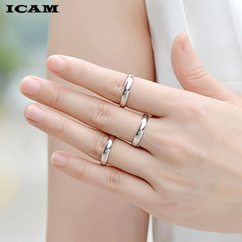 ICAM Fashion jewelry Simple Glossy Mirror Titanium Steel Ring Couple Ring for women men