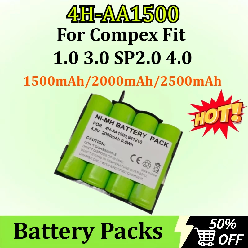 

New 4H-AA1500 1500mAh/2000mAh/2500mAh Battery Packs for Compex Fit 1.0 3.0 SP2.0 4.0 Newly upgraded High-Capacity Battery
