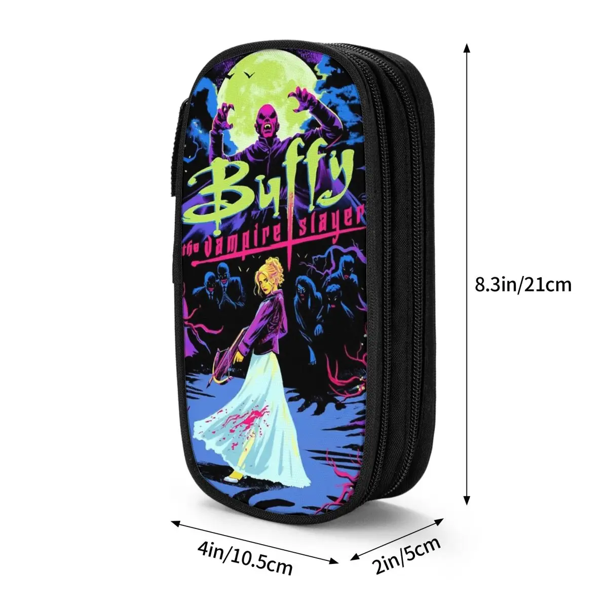 Nuevo Estuche para lápices artístico Buffy The Vampire Slayer, caja para lápices, bolígrafos para estudiantes, bolsas de gran capacidad, papelería con cremallera para oficina