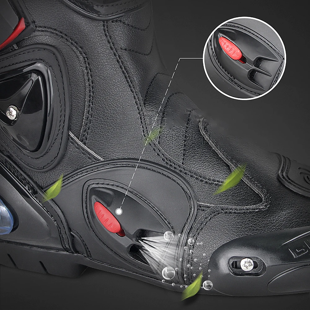 Buty motocyklowe męskie skóra z mikrofibry wyścigowe motorówki do kolan Motocross motocykl Botas obuwie na motor