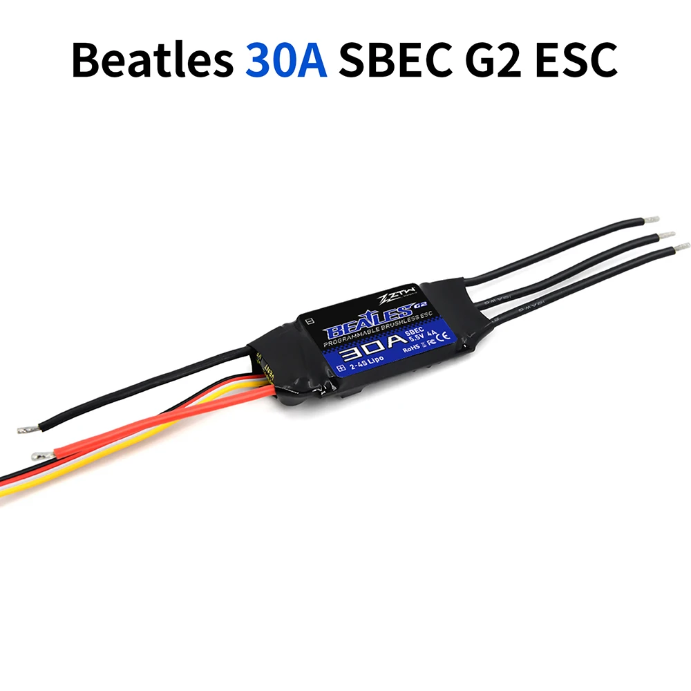 ZTW 32-Bit Brushless ESC Beatles G2 20A/30A/40A/50A/60A/80A/100A 2-6S SBEC 5V/6V 8A regolatore di velocità elettronico per aereo RC