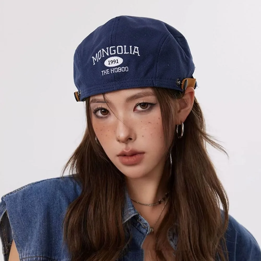 

Fashion Cotton Letter Embroidery Beret Flat Y2k Forward Hat American Style Classic Newsboy Cap Streetwear