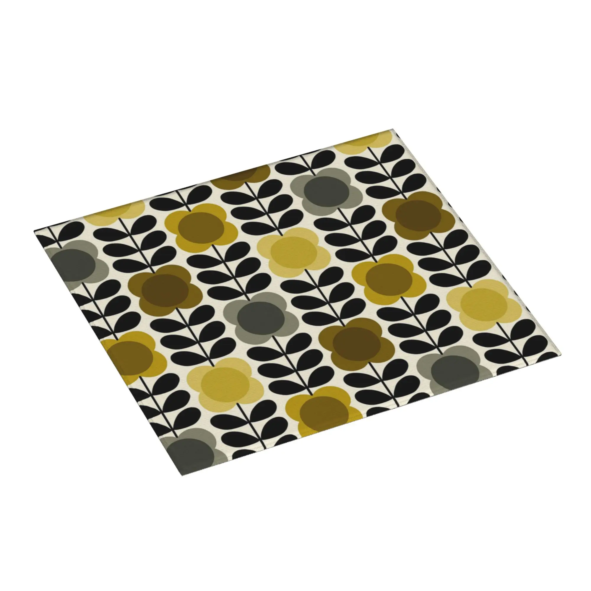 Orla Kiely Yellow Grey Spot Flower Stem Drying Mat For Kitchen Non‑Slip Oil Proof Reusable Bathroom Countertop Protector Mat