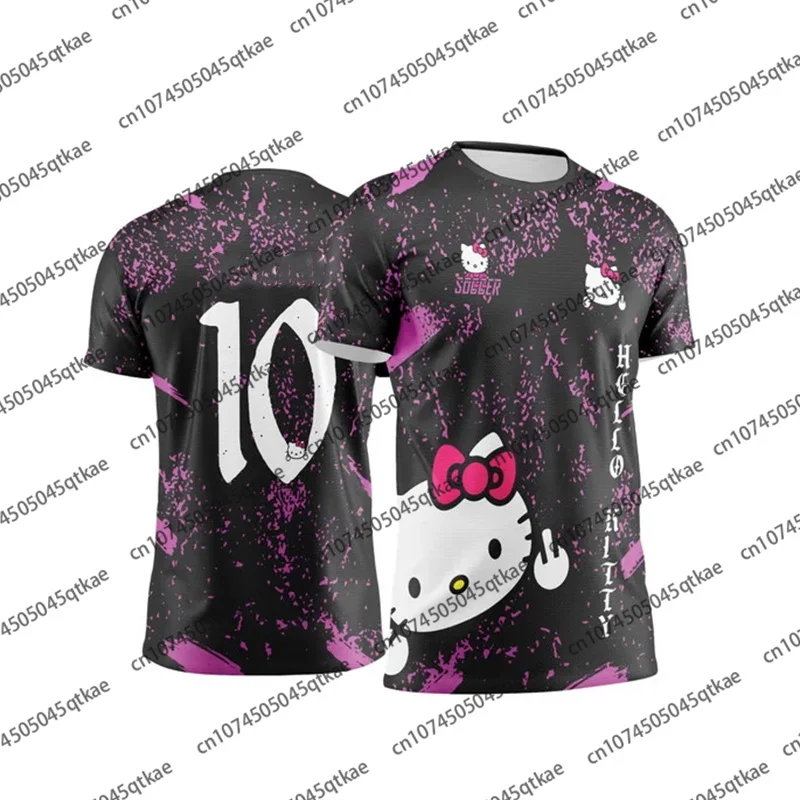 2025 طبعة خاصة سانريو مرحبا كيتي رقم 10 كرة القدم جيرسي ثلاثية الأبعاد س الرقبة تنفس الرياضة المحملة الرجال النساء الشارع الشهير موضة تيز #4
