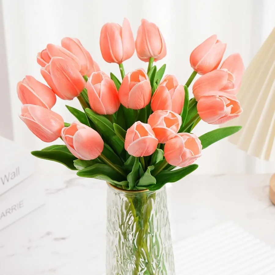 

Искусственные цветы тюльпанов, 20 шт., настоящие сенсорные латексные искусственные тюльпаны на Рождество, центральная часть Дня матери, женский день, цветы Gts в H