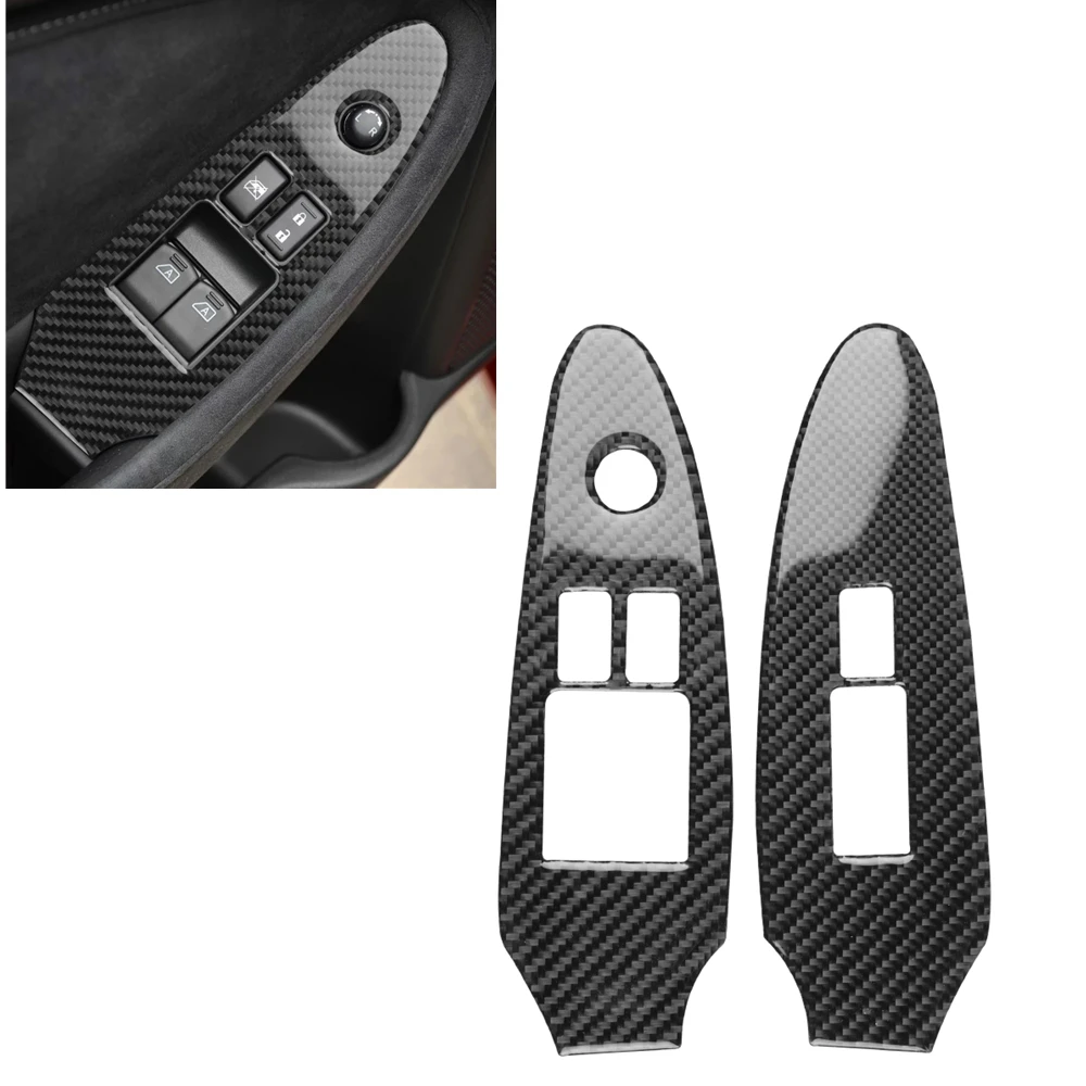 

For Nissan 370Z Z34 2009-2022 Carbon Fiber Car Window Lift Switch Control Panel Trim Interior Button Keypad Frame Bezel Sticker