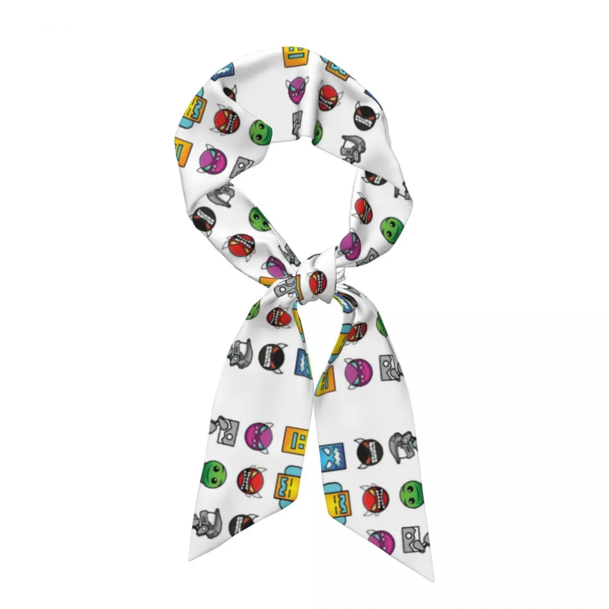 Video Game Geometry Dash (17) Women Long Narrow Scarf Soft Skinny Scarf Multi-use Neck Head Wrap for Office Daily Party