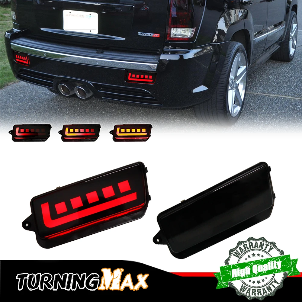 

2pcs Black/red lens LED Bumper Reflector Signal Tail Brake Light For Jeep Grand Cherokee 05-10