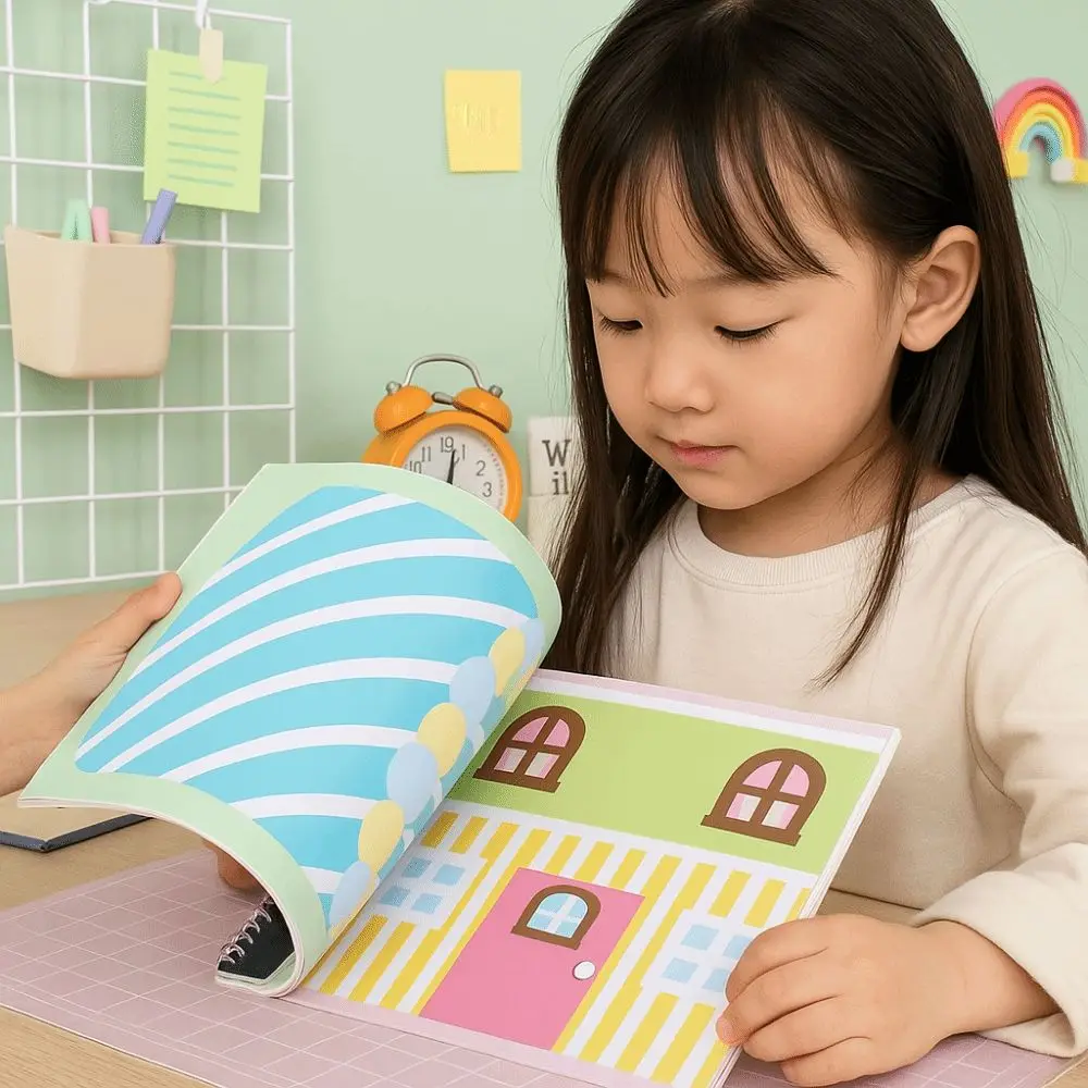 วัสดุทําด้วยมือเด็กสติกเกอร์เทปการศึกษา Montessori การ์ตูน DIY ชุดการ์ตูนการเรียนรู้เทประบายสีของเล่น