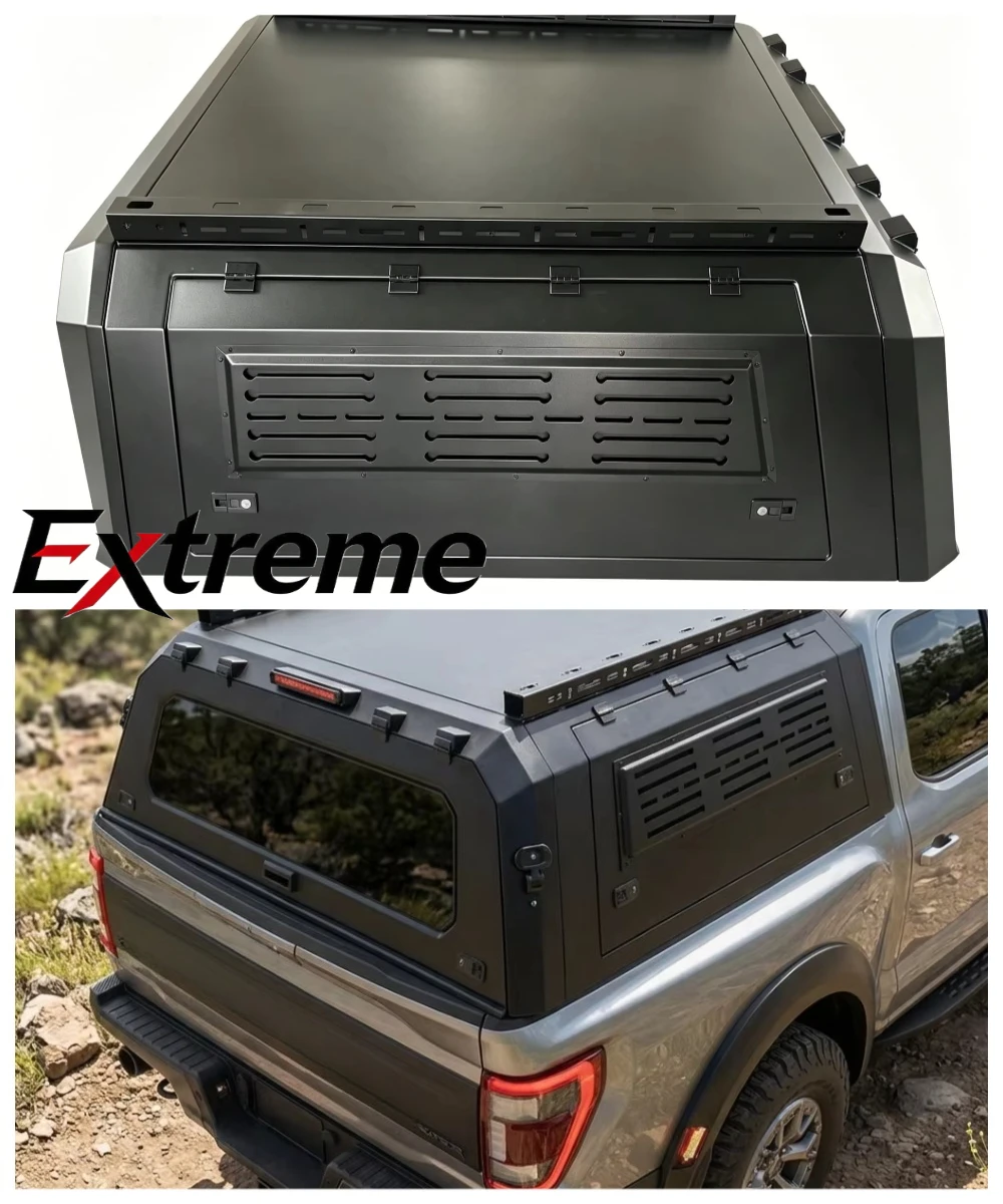 

2026 RAM 1500 Heavy Duty Aluminum Alloy Waterproof 3-Door High Roof Pickup Truck Canopy Hardtop Topper Cap Camper Shell