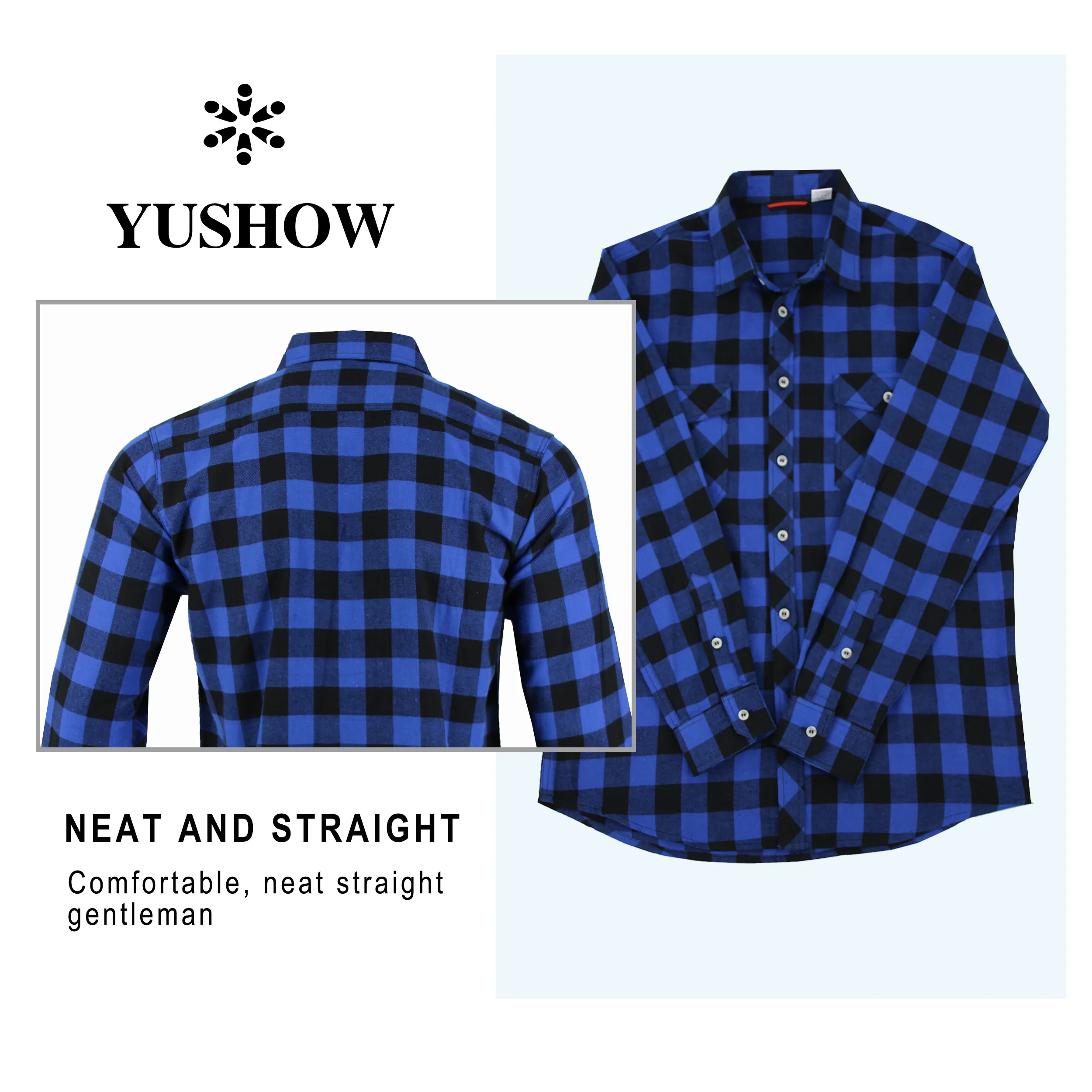 Mens Flannel Shirt Long Sleeve Plaid Shirts Casual Button Down Buffalo Plaid Checkered Cotton Jacket