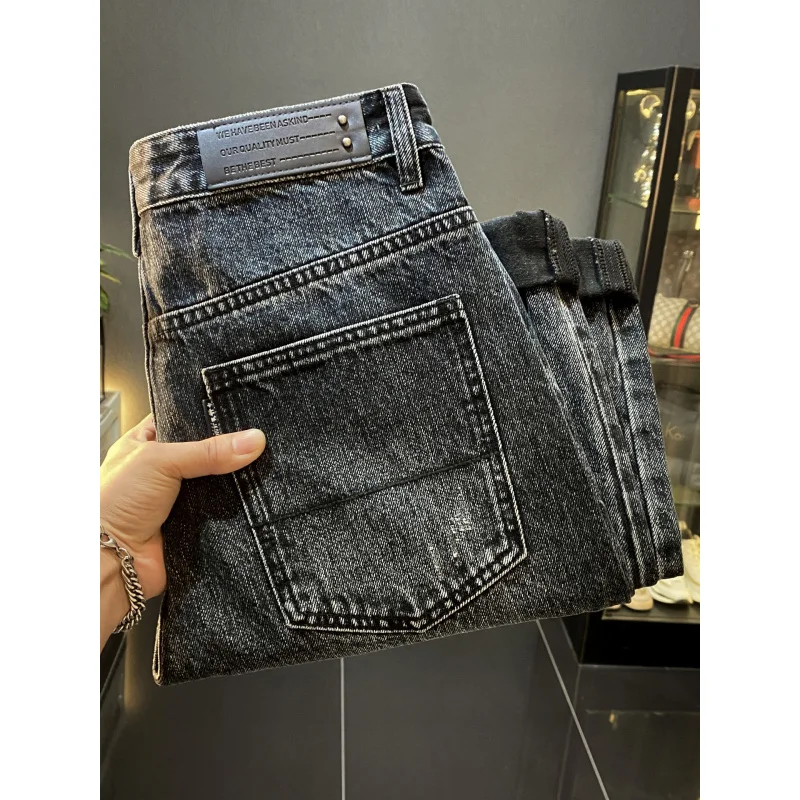 Jeans larghi retrò americani di High Street da uomo autunno e inverno nuova tendenza pantaloni a gamba dritta a gamba larga