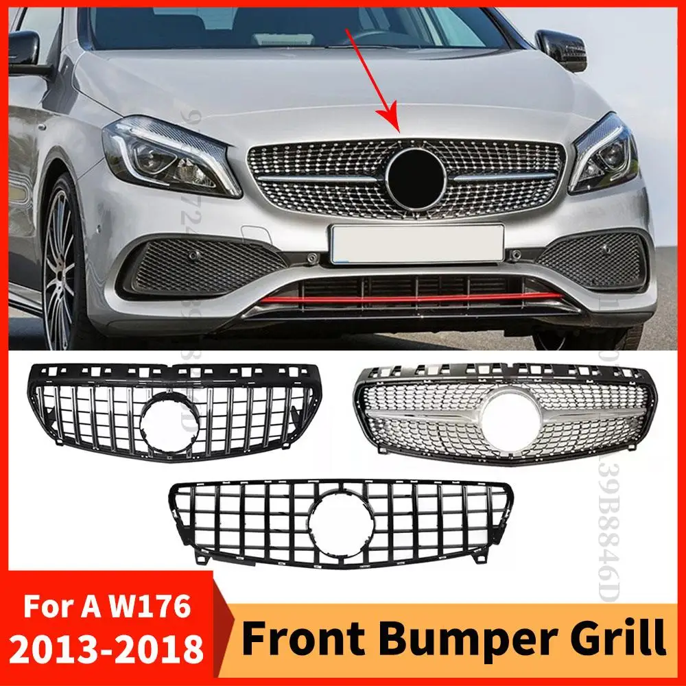 

Передняя решетка капота гонки гриль Стайлинг для Mercedes Benz A W176 2013-2018 A180 A260 A200 A45 GT Алмазный стиль Тюнинг аксессуары