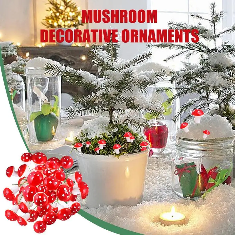 Mini Foam Mushrooms 180Pcs Cute Tiny Mushrooms Garden Mushrooms For Bonsai Flower Pot Landscape Decoration Food Picks Dessert