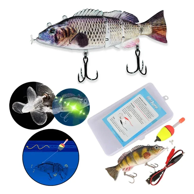 Robotic Auto Swimming Lure USB Rechargeabl Electronic Fishing Lure 4 Segment Wobbler Hard Swimbait Fishing Tackle Pesca 9cm/13cm