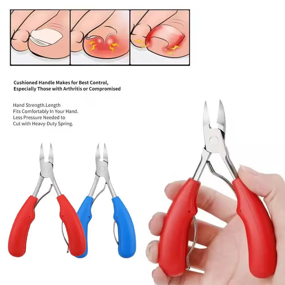 

Профессиональные вогнутые кусачки для ногтей из нержавеющей стали, 2 шт., для толстых ногтей и вросших ногтей, триммер с острым изогнутым лезвием