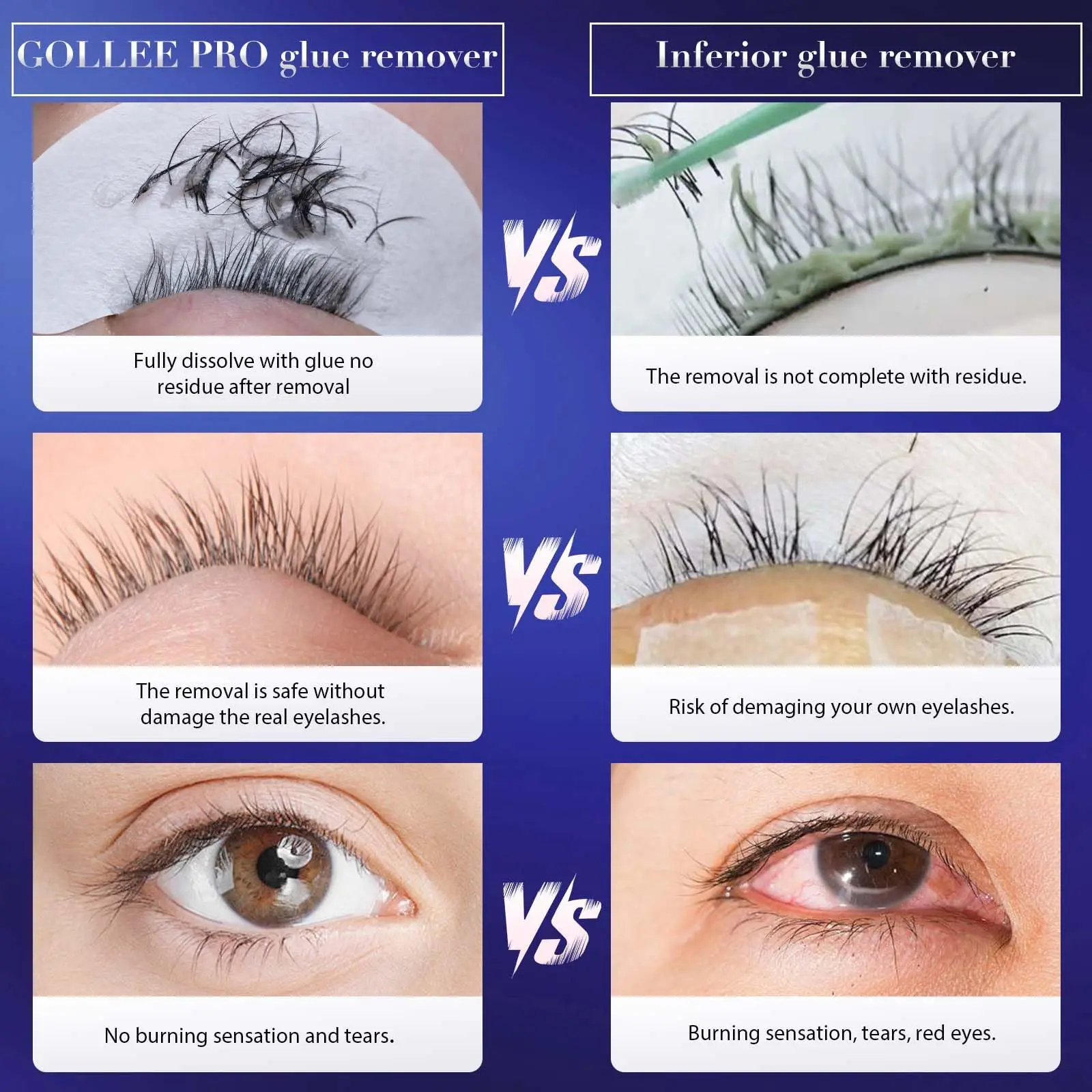 Gollee Eyelash Extension Remover New Formula 1Min Fast Dissolve No Damage to Natural Lash Professional Adhesive Remover Supplies