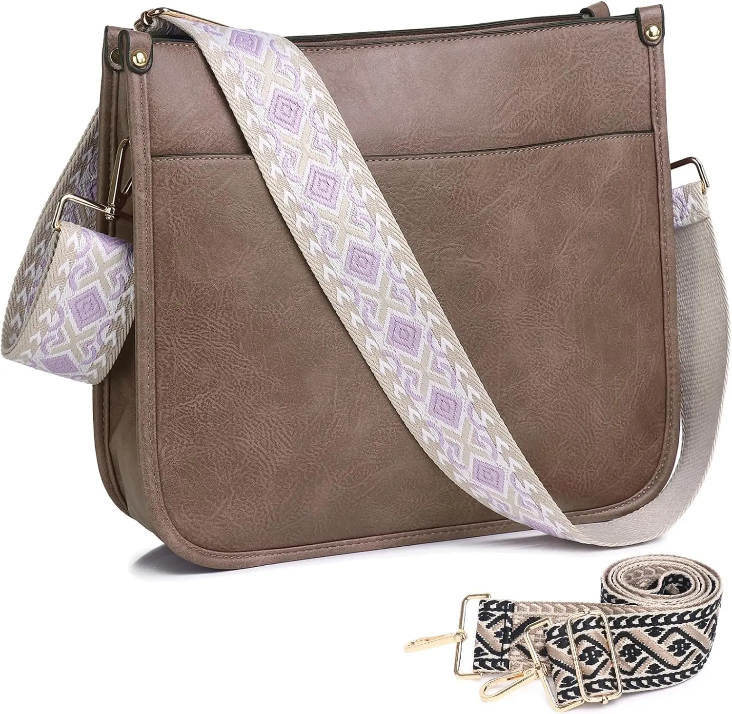 

Женские сумки через плечо из веганской кожи, кошелек через плечо с гитарным ремнем, карманы на молнии, сумка через плечо