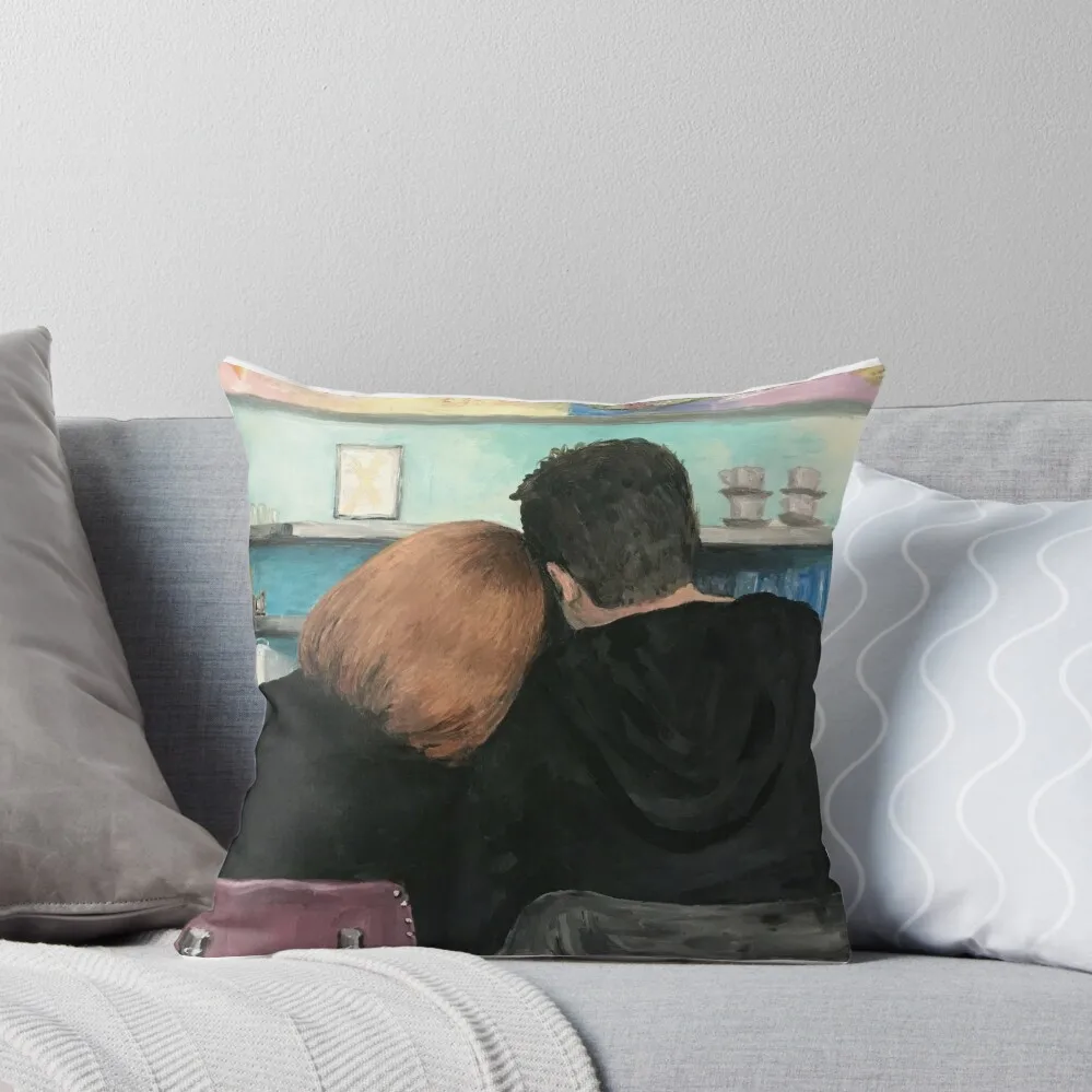 Mulder and Scully in the RM9sbG93ZXjz Diner X Files Original Painting Throw Pillow Sofa Decorative Covers pillow