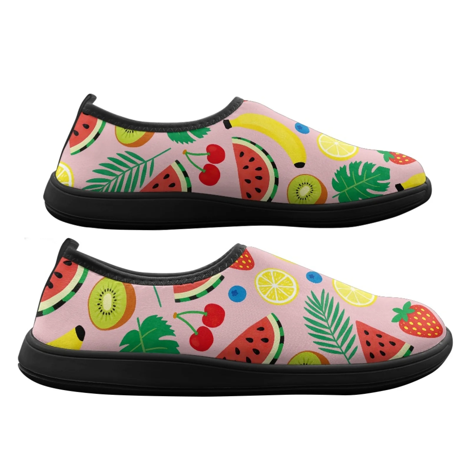 PENSTROLL Tropical Fruits Casual Non Slip Work Shoes Sneakers for Men Wide Toe Box Barefoot Zero Drop Sneakers
