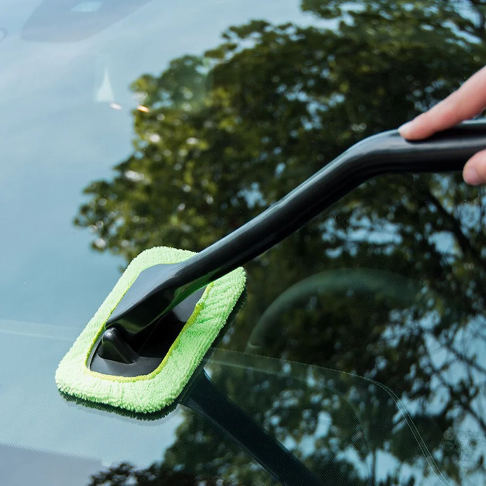 Kit de cepillo limpiador de ventanas de coche, herramienta de lavado de parabrisas Interior, limpiaparabrisas de vidrio automático con mango largo, accesorios para automóviles