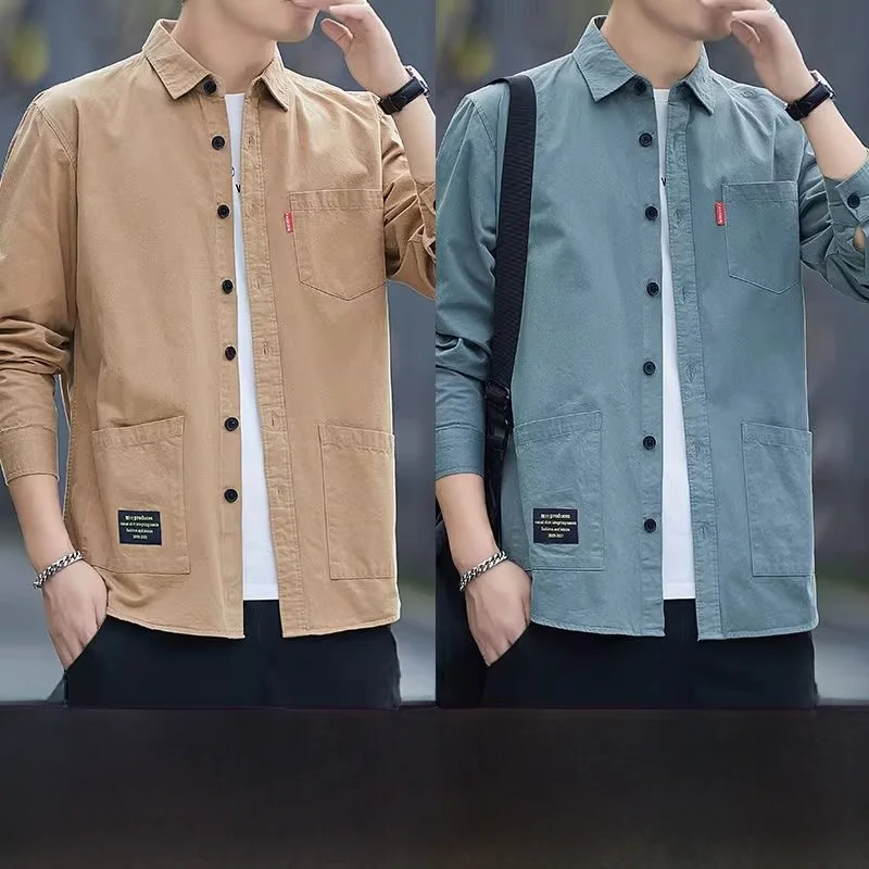Casual Loose Long Sleeve Work Shirt for Men Spring Autumn Dirt Resistant Wear And Tear Resistant Men's Shirt Jacket Outerwear