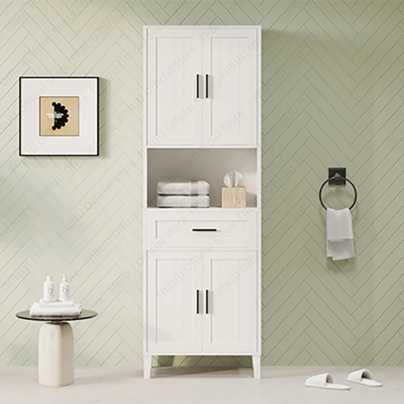 

Tall Freestanding Bathroom Storage Cabinet with Drawer Soft-Close Doors Adjustable Shelves for Bathroom Laundry Room Organizer
