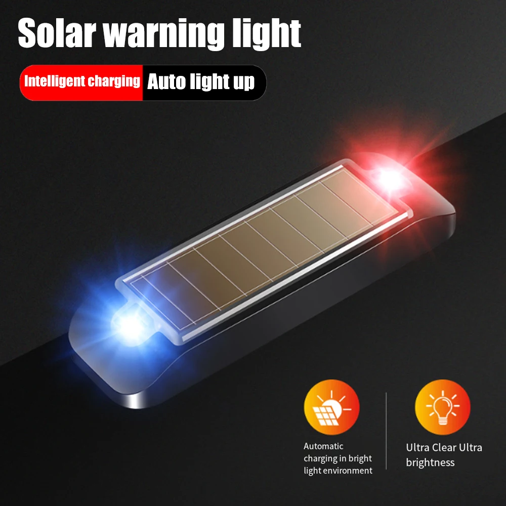 Solar Power Warning Light for Car Motorcycles LED Flashlight Indicator In-Night Caution Strobe Warning Light Running Lamp ﻿